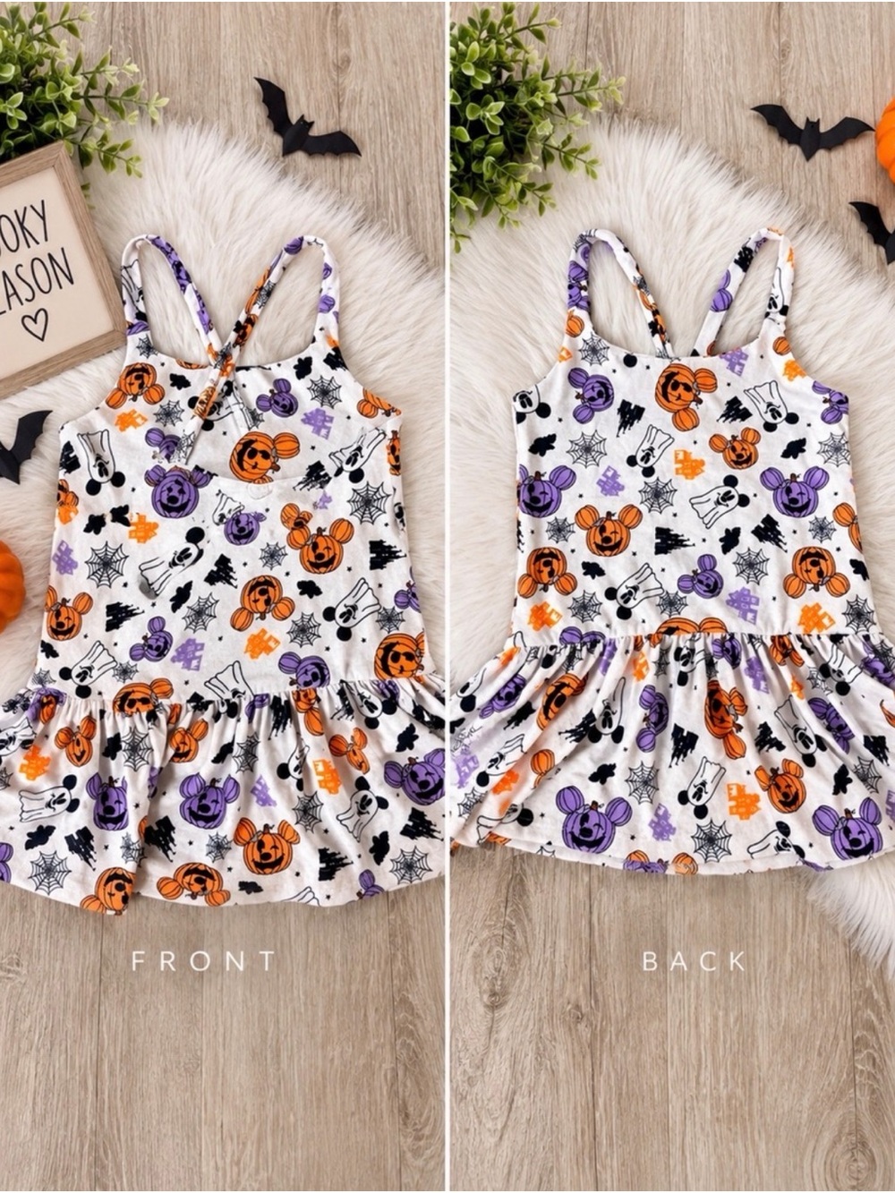 Disney Halloween Pumpkin & Ghost poplin ruffle cross cross tank